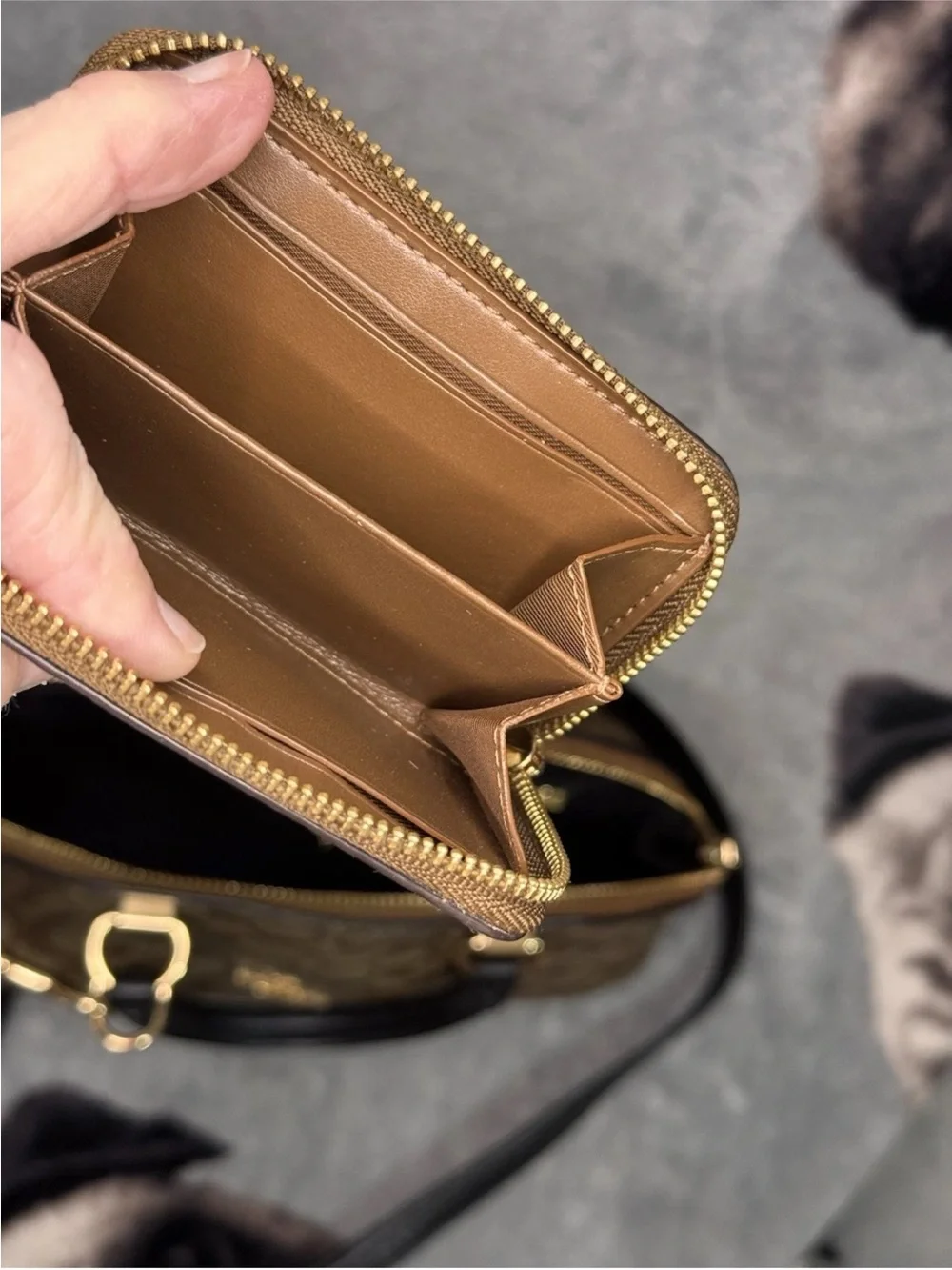 Coach Katy Signature Tan Satchel w/Small Wallet & Attachable Eyeglass Case